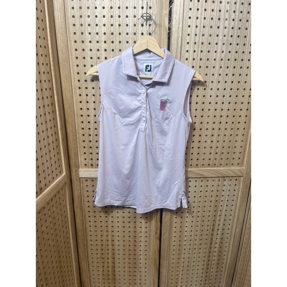 FootJoy Womens Sleeveless Golf Polo Shirt Lavender Purple Cocktail Graphic Small